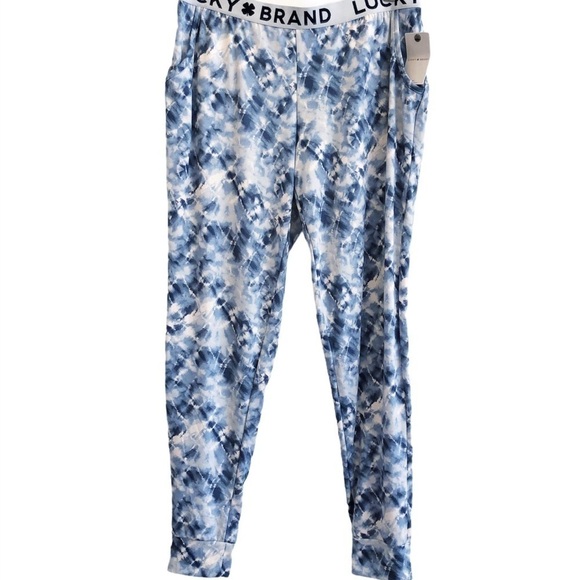 LUCKY BRAND NWT Tie Dye Jogger Lounge Pant Size Medium in Blue and White - Picture 5 of 15